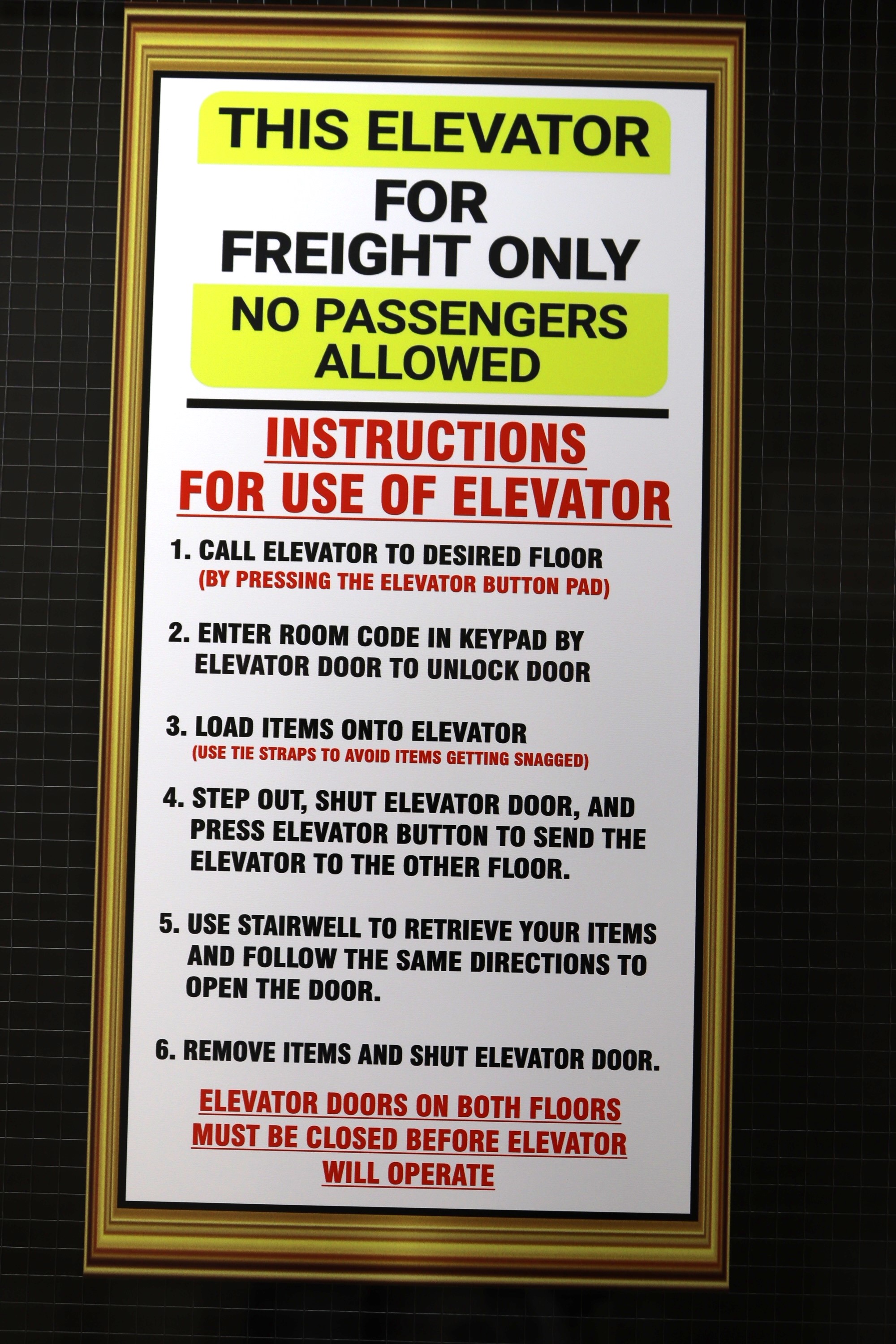 Elevator Instructions 
